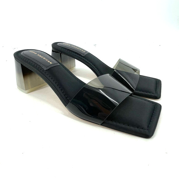 Good American Block Heel Slide Sandal Black 001 Size 7.5 GA119K-X - Picture 1 of 9